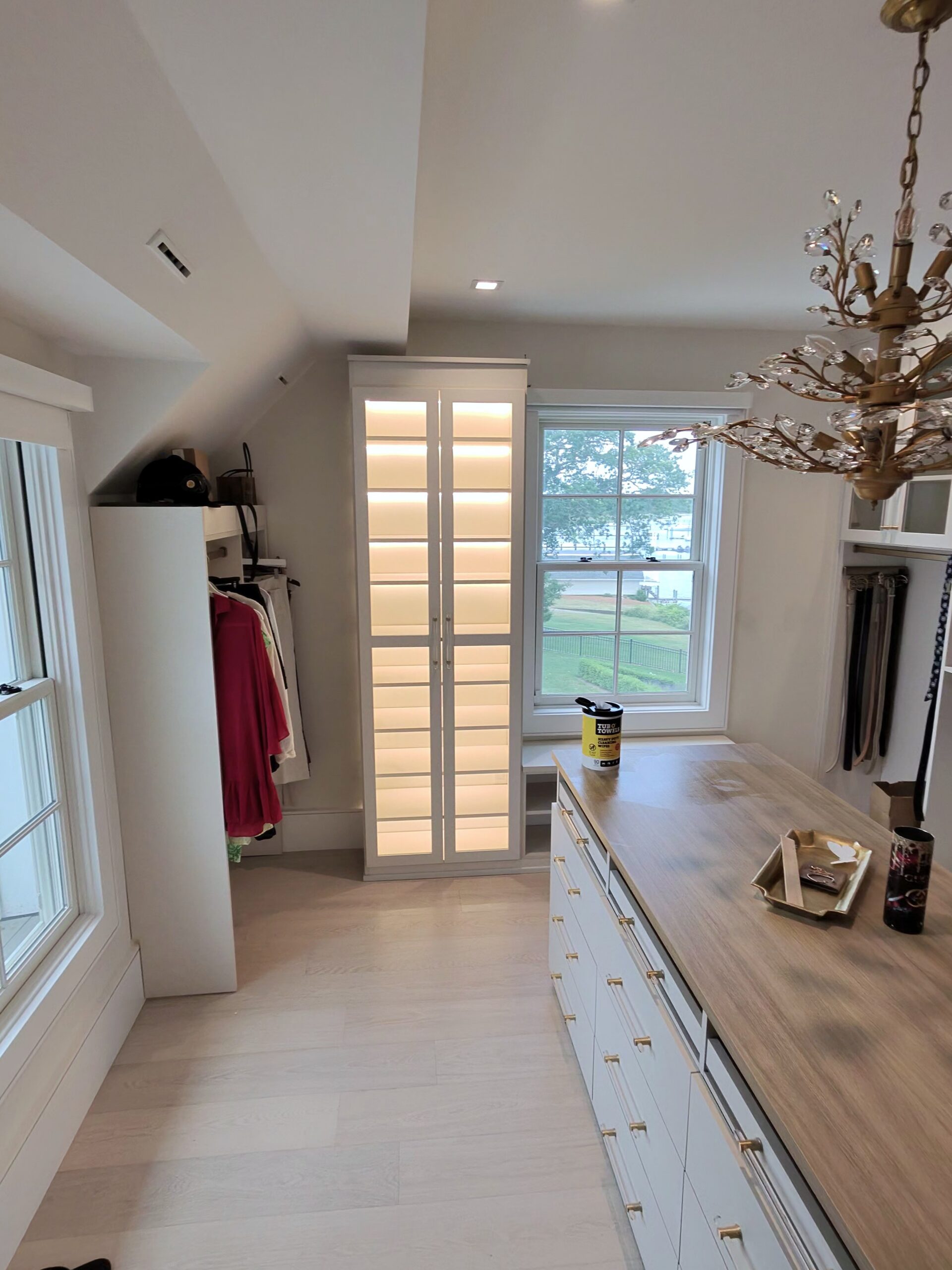 Modern Walk in Closet With New Lighting in Bridgewater MA